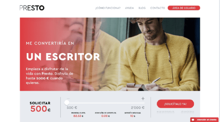 Presto - Préstamo de hasta 2 000 €
