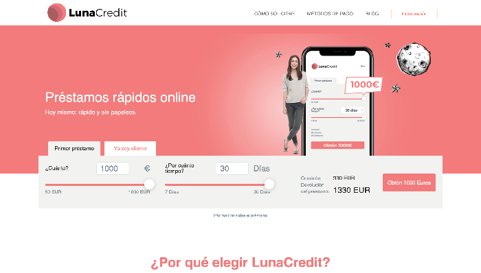 LunaCredit - Préstamos hasta 1 000 €