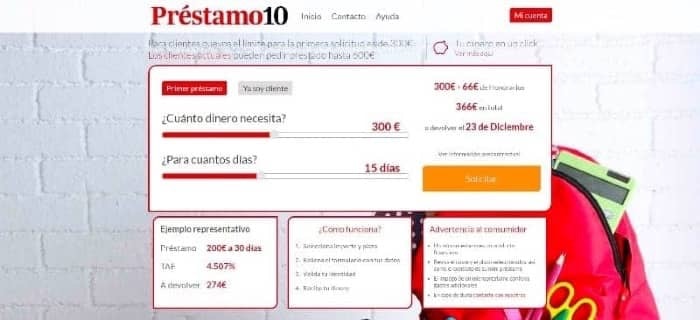 Préstamo10 - Préstamo de hasta 600 €