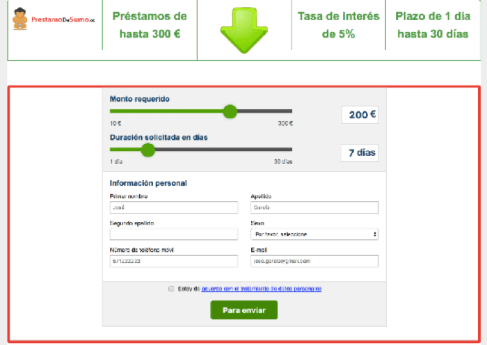 PrestamoDeSumo - Préstamo de hasta 1000 €