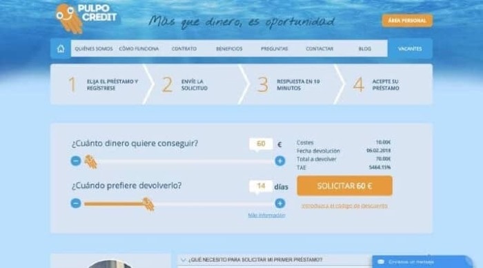 PulpoCredit - Préstamo de hasta 600 €