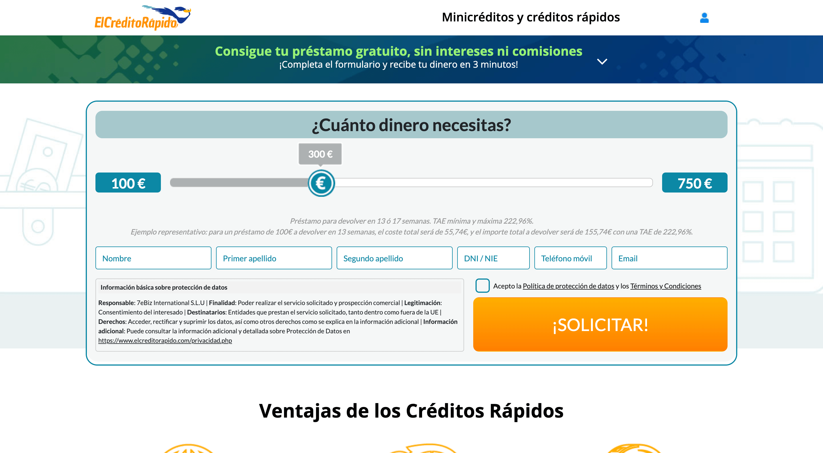 ElCreditoRapido - préstamo online de hasta 750€
