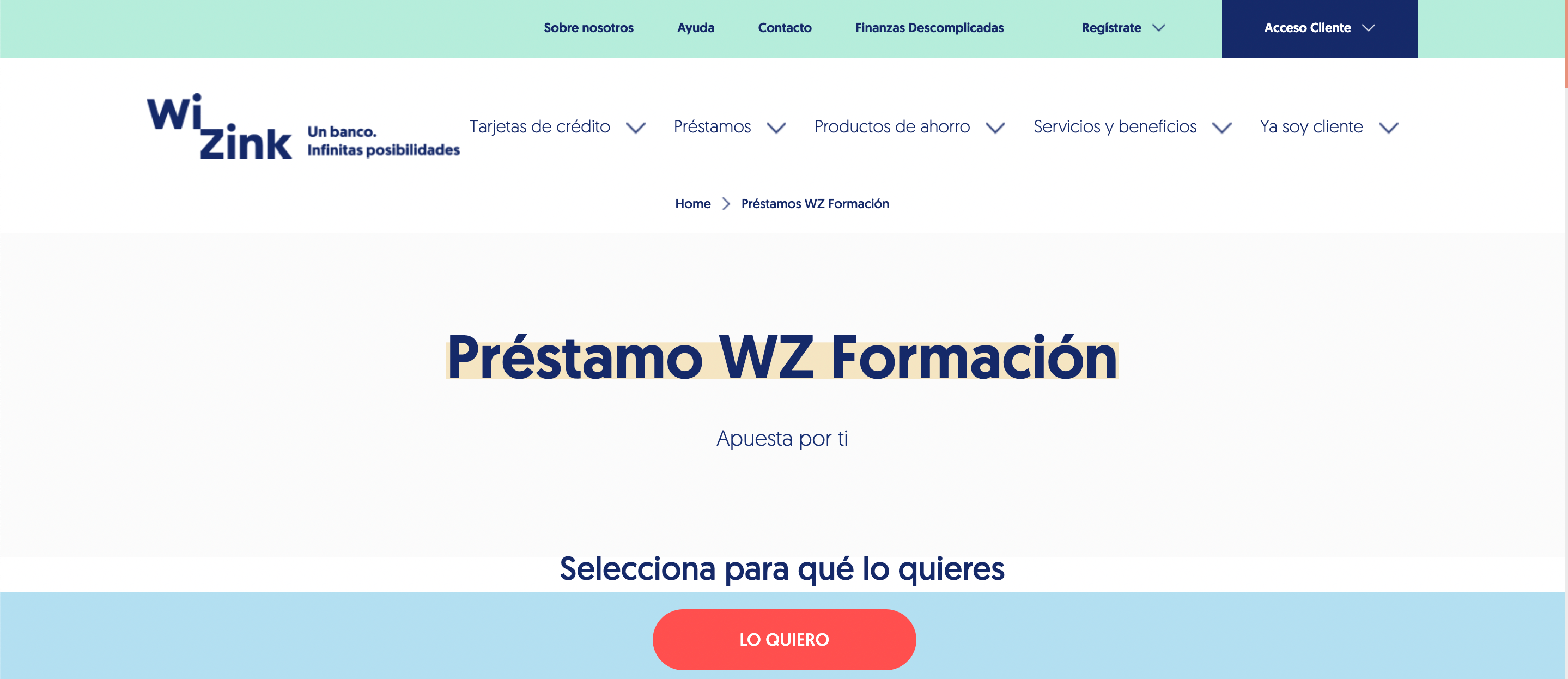 Wizink Préstamo WZ Formación hasta 30 000 €