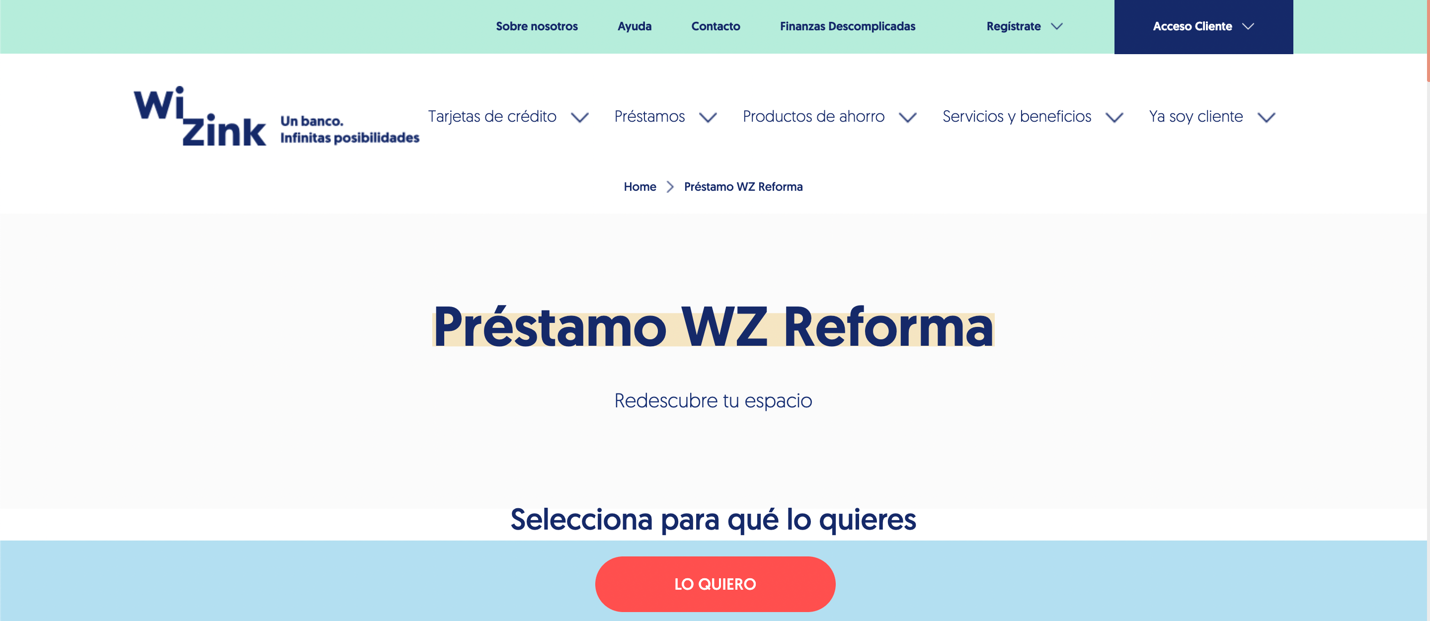 Wizink Préstamo WZ Reforma hasta 30 000 €